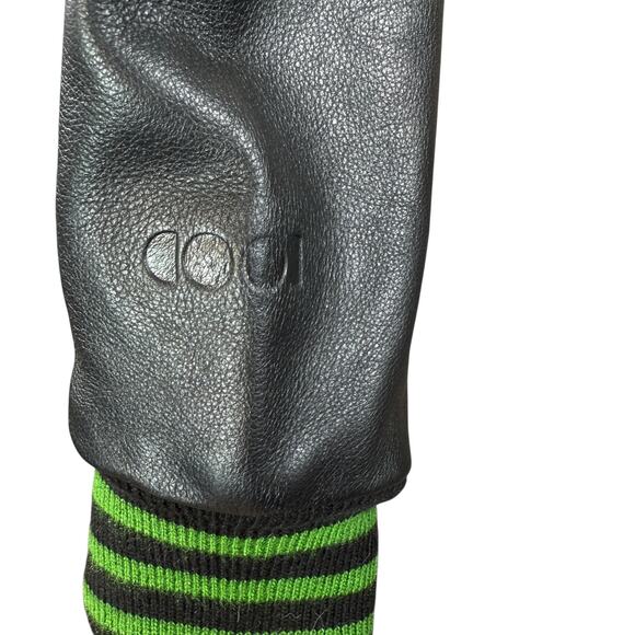 Emerald Kelly Green Cropped Letterman Varsity Jacket | Wool & Leather | Small - Picture 15 of 16